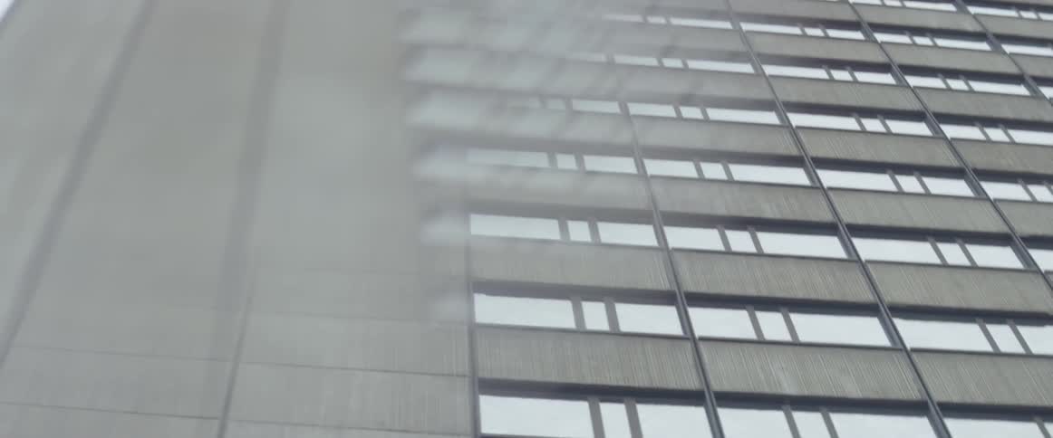 The windows of a skyscraper reflect the light of the day