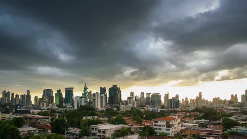 Storm clouds move towards the city