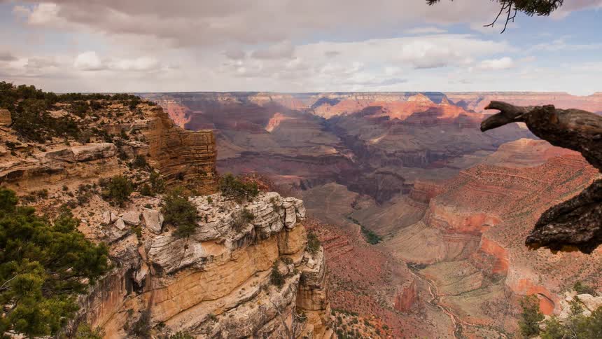 Clouds float over the grand canyon