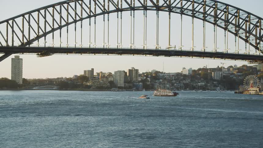 Boats floating down the river under a bridge