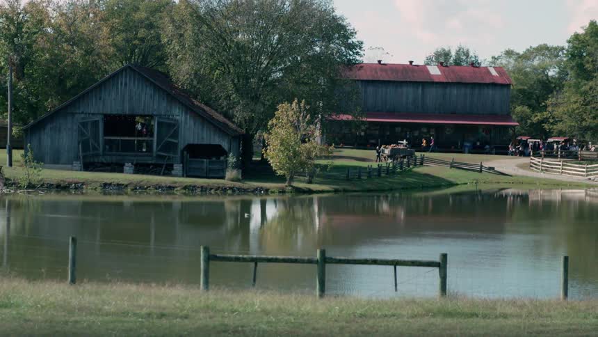 A pond near a bar