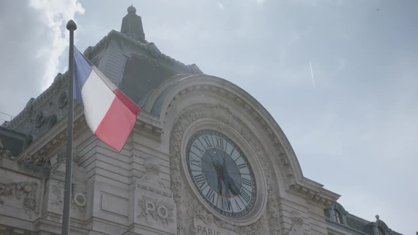 Flag waving in the wind on a sunny day