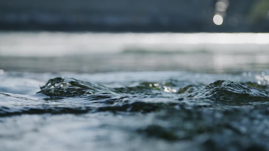 Water flows on a river