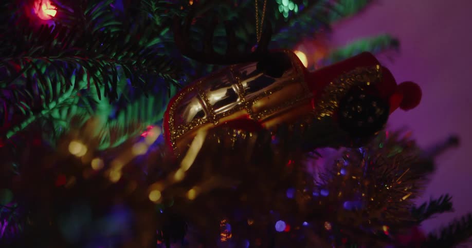 Decorative ornament hanging on a christmas tree indoors