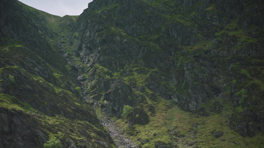 A valley on a green mountain