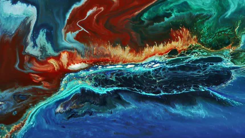 Natural paint flows an creates an abstract pattern