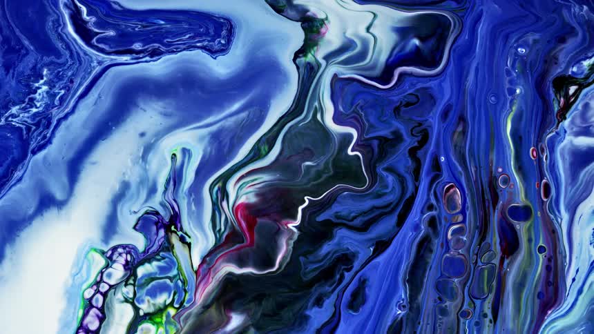 Acrylic paint flows together slowly