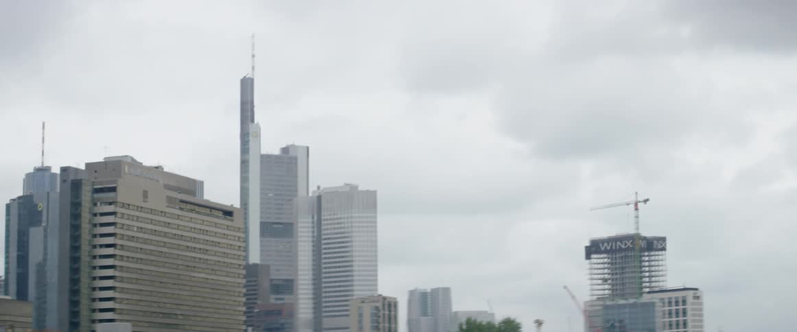 City buildings and skyscrapers are passed