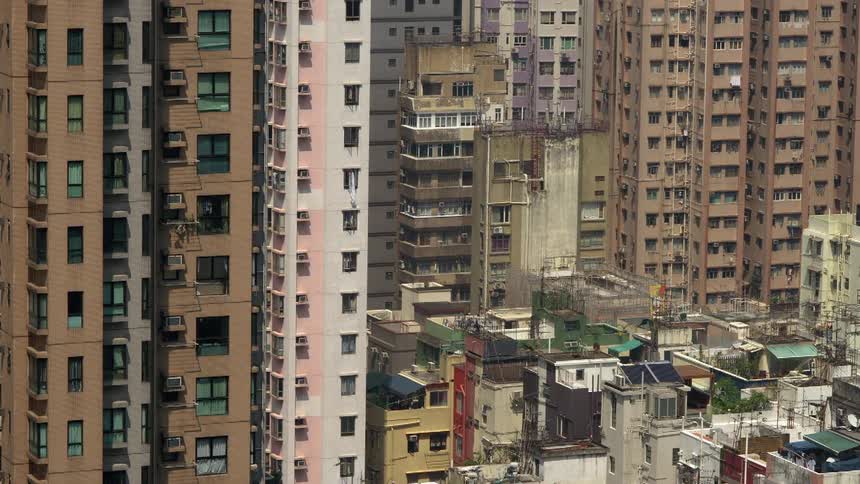 Buildings stand tall in a city