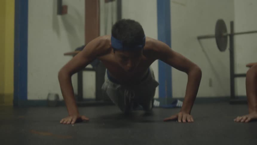 A person doing push us