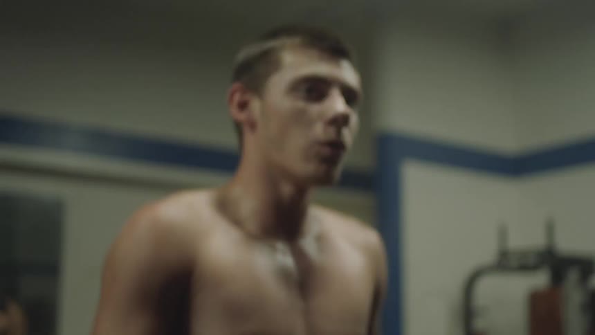 Man jumping up and down in a room
