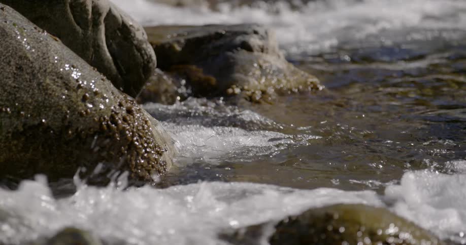 River water flows over rocks