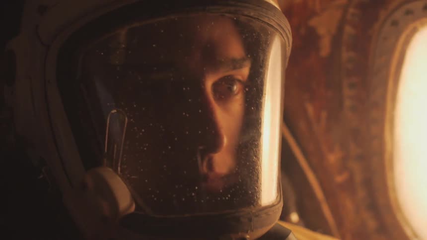 A person wearing a helmet