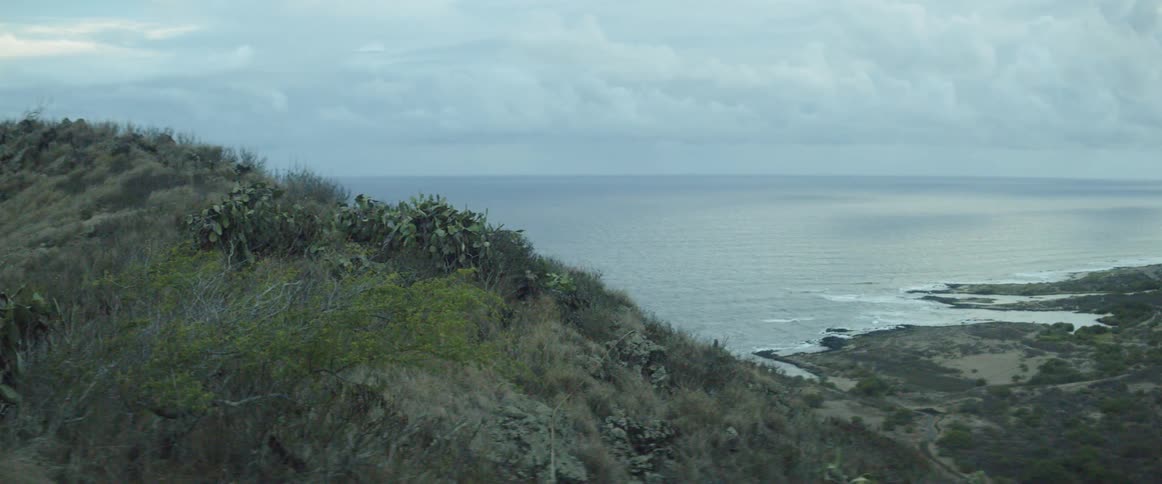 Clouds gather over an island