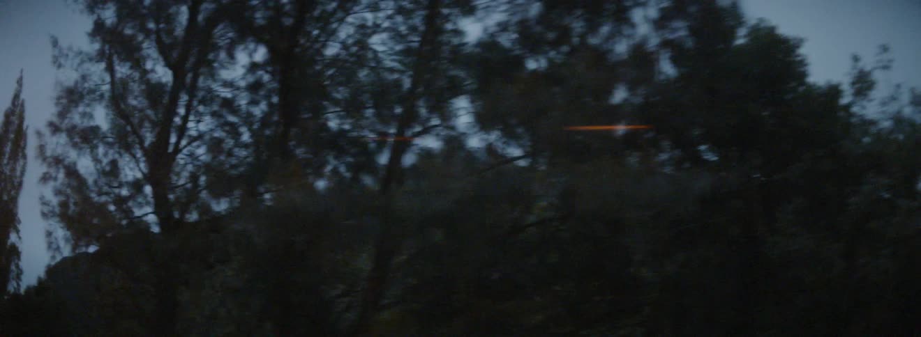 Traveling past trees and hills