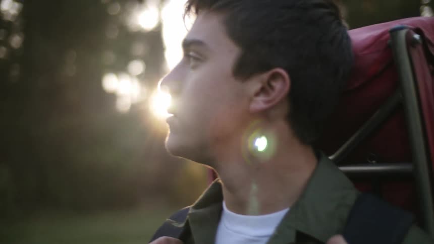 A person wearing a backpack
