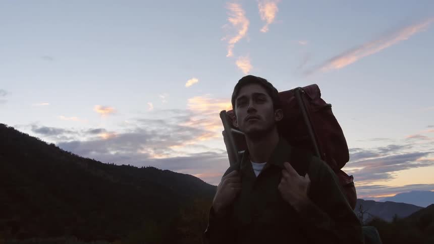 A person wearing a backpack