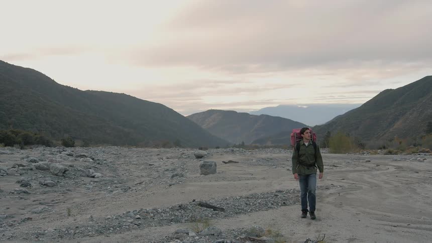 A person wearing a backpack