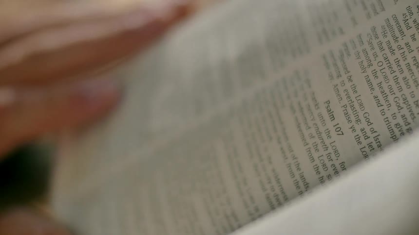 A white man reads a bible