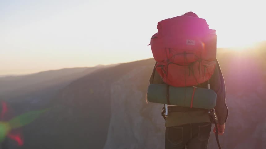 A person wearing a backpack