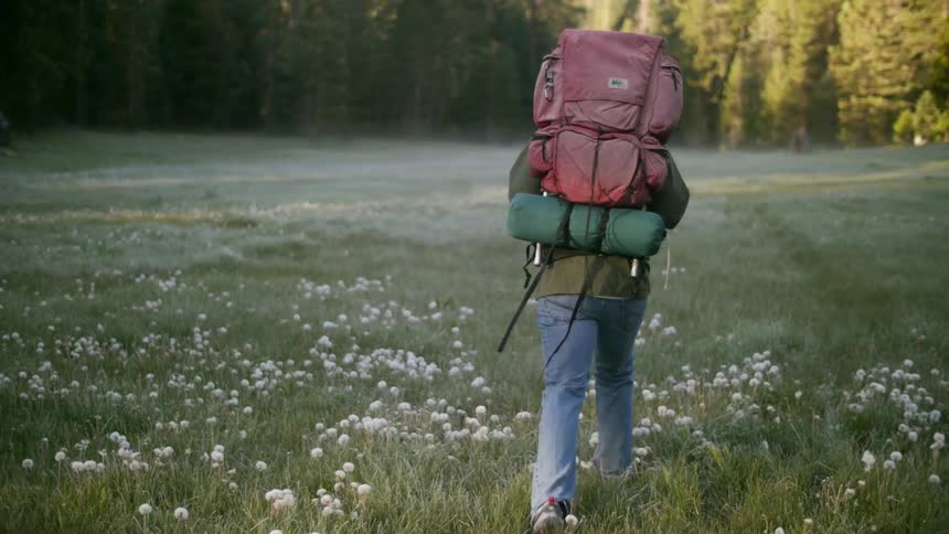 A person wearing a backpack