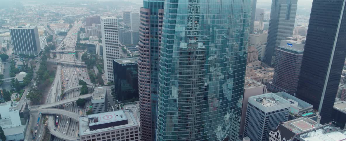 Skyscrapers and an interstate