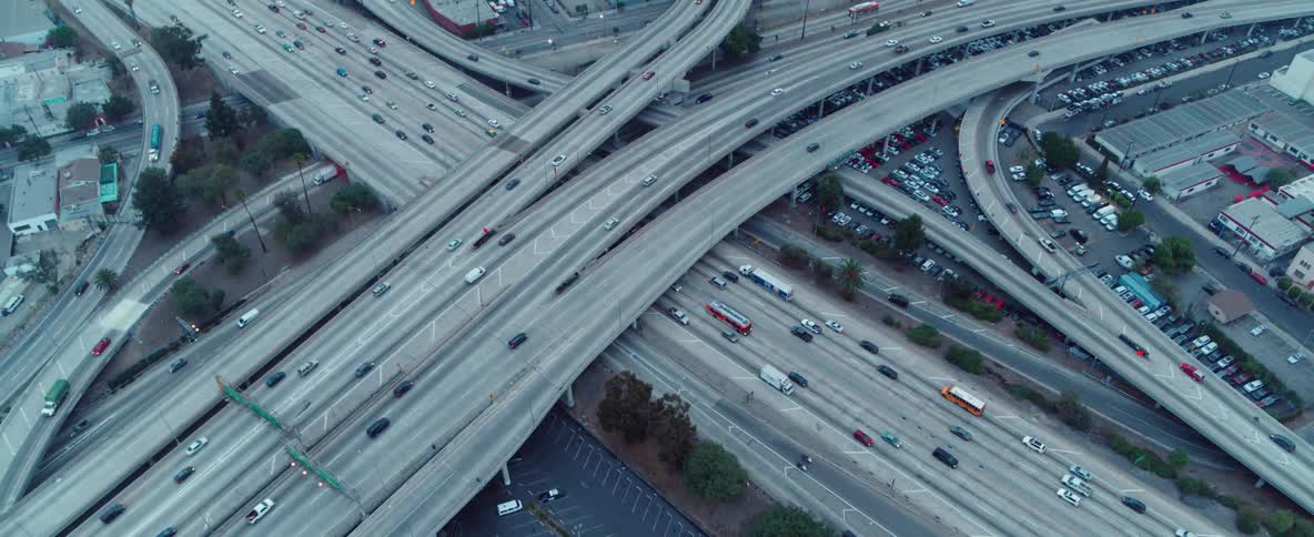 A very busy interstate interchange from above