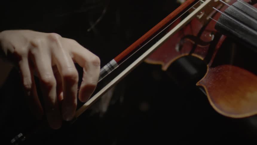 A woman plays a violin
