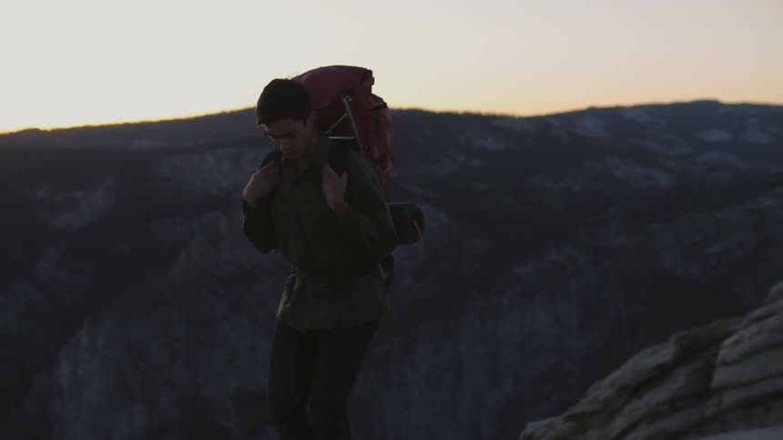A person wearing a backpack