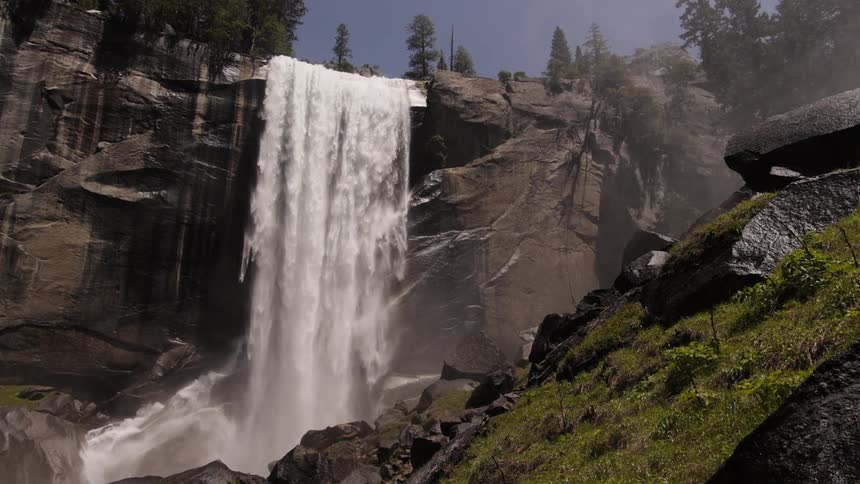 Waterfall pouring water over a cliff