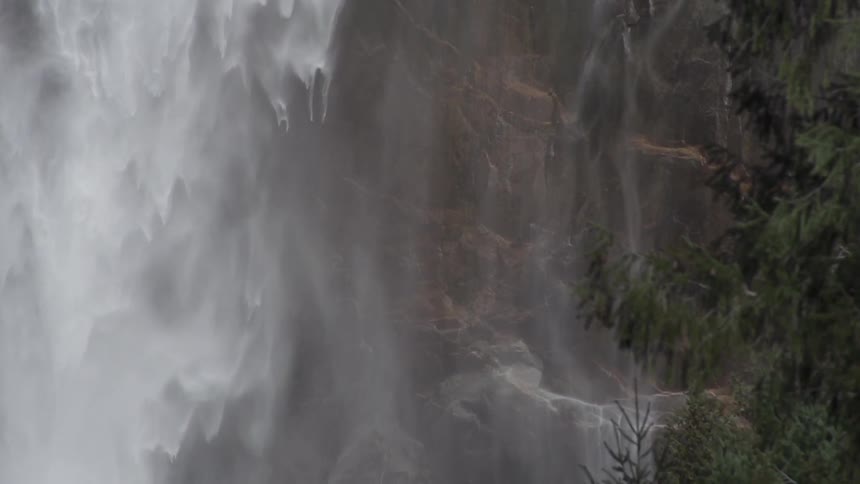 A waterfall rolling down a cliff side