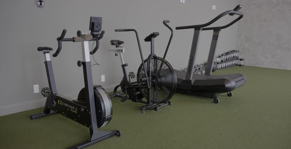 Exercise equipment sitting in an area of a room