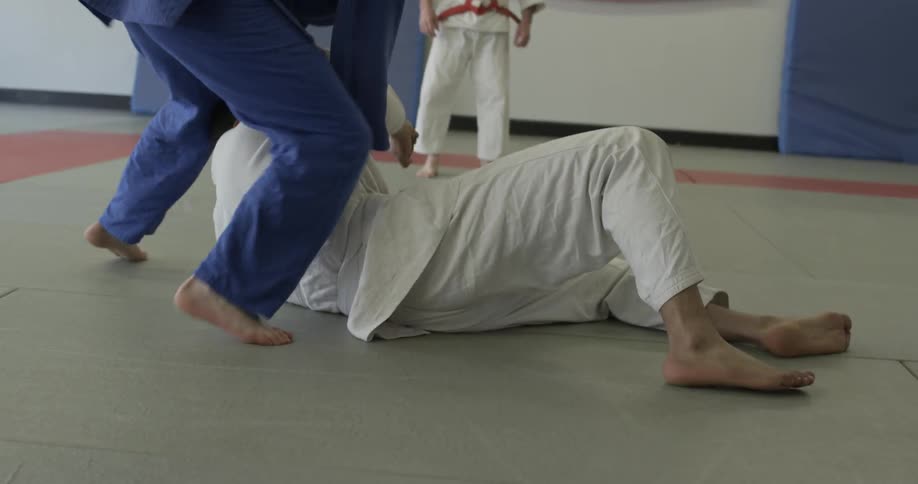 Two men sparring in karate