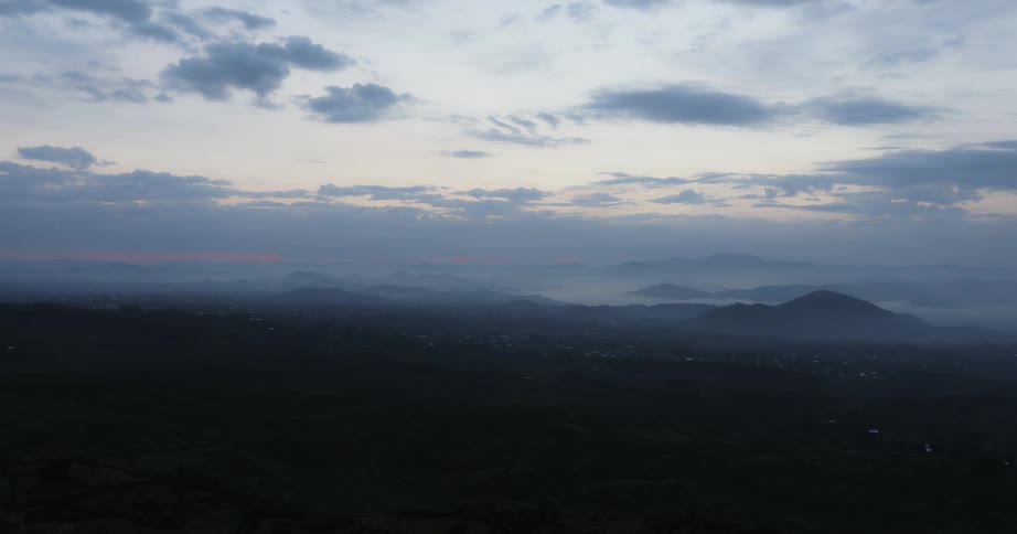 Fog over the horizon at sunrise