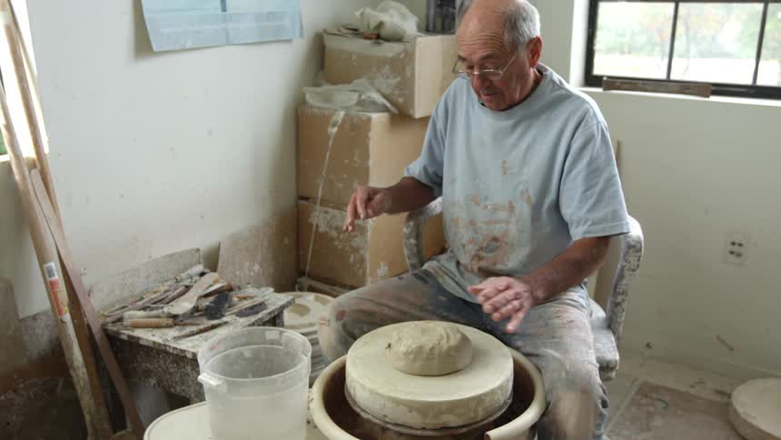 A person making pottery