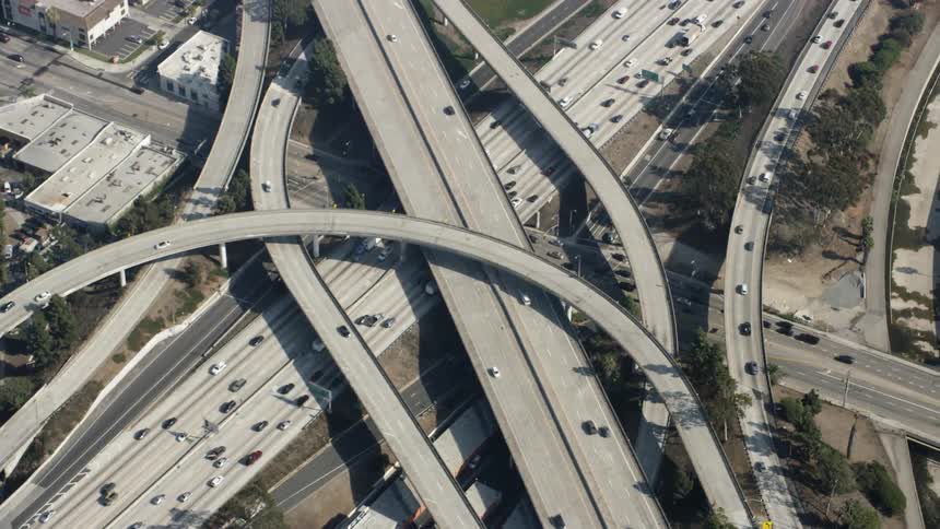 The busy interstate runs through the city