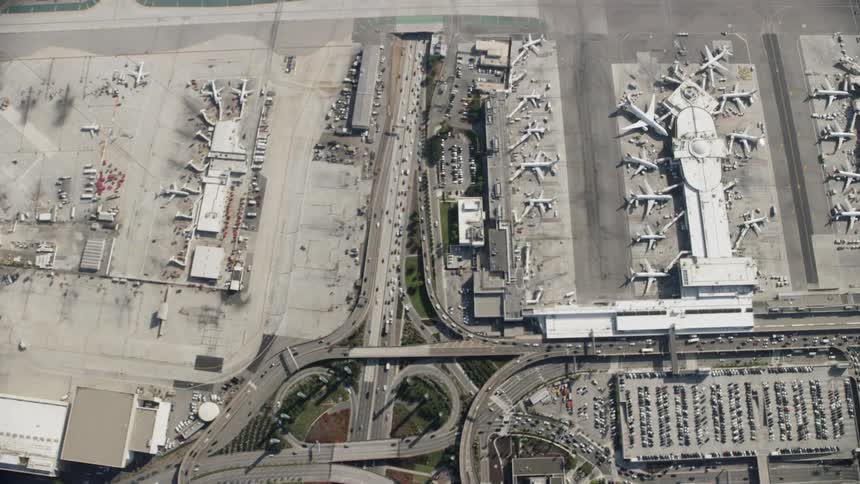 The busy roads run through the airport