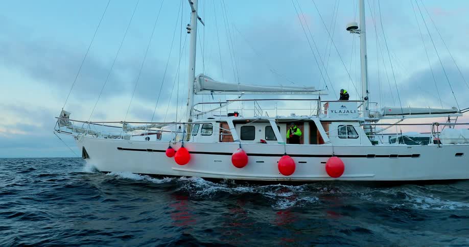 Boat travels on the open water