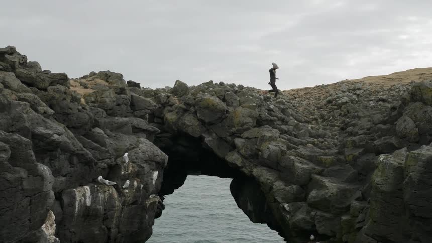 Person exploring iceland