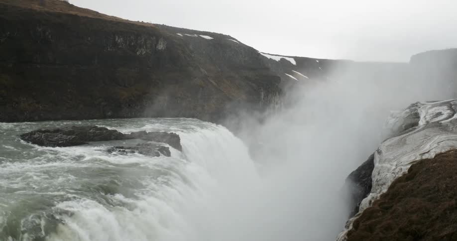 Powerful waterfall in Iceland