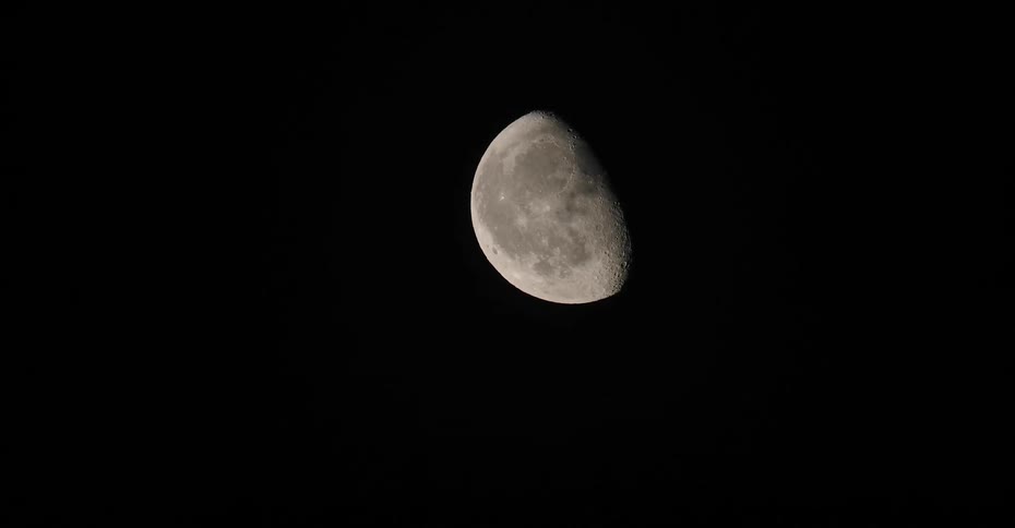The moon glows in the night sky