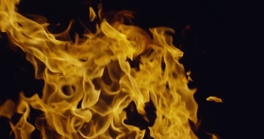The fire blazes moving up and to the side