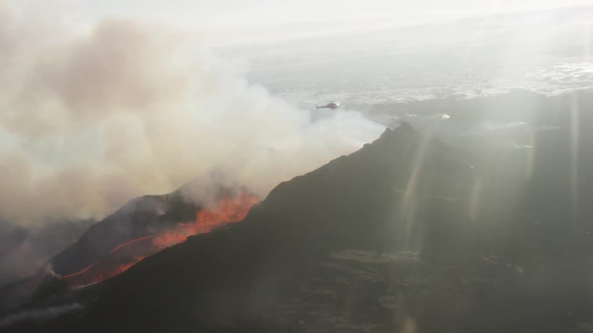 A volcano is exploding