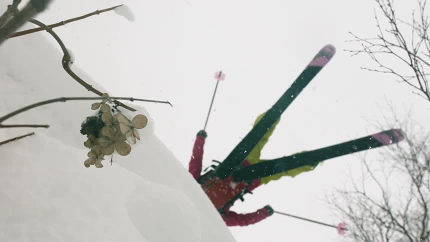 A skier does a backflip
