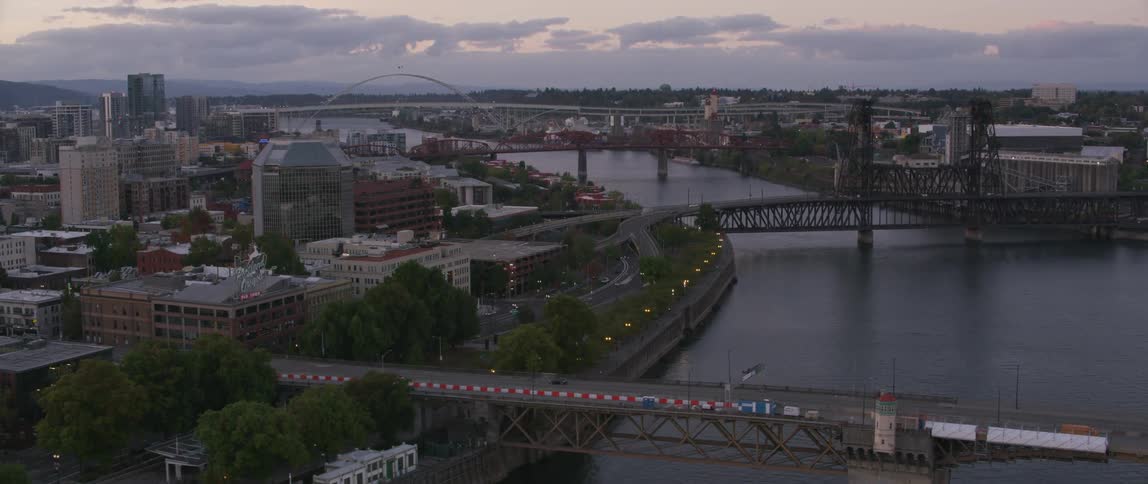 City bridges span a river