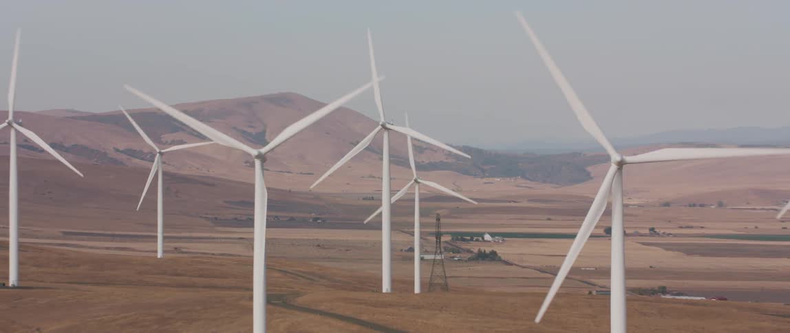 Windmills spin from the breeze