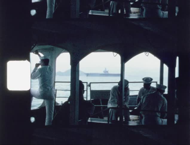 The sailors are relaxing on the rocking ship