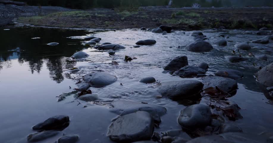 A river flows over rocks