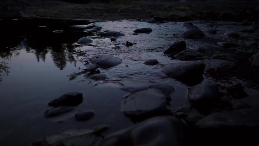 River water flows over rocks
