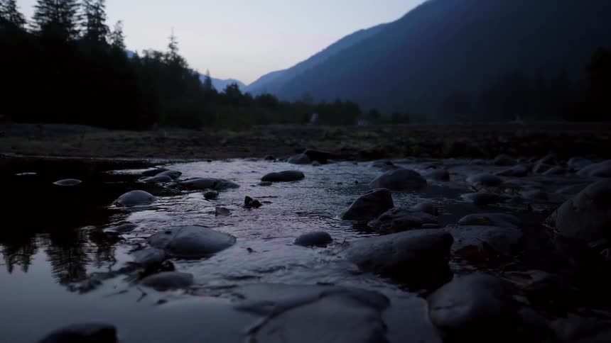 Water flows peacefully down a stream